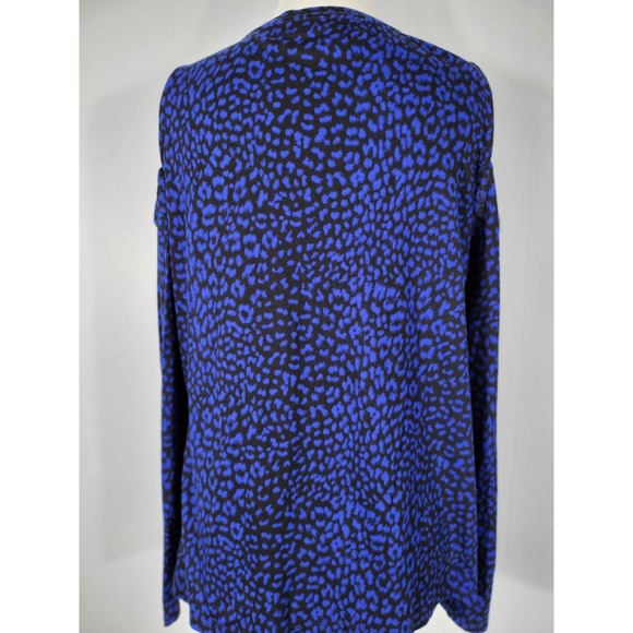 Michael Kors Cold Shoulder Top Animal Print Long Sleeve Blouse L - Picture 3 of 8